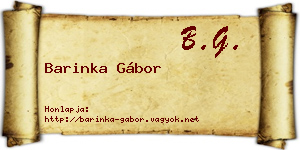 Barinka Gábor névjegykártya